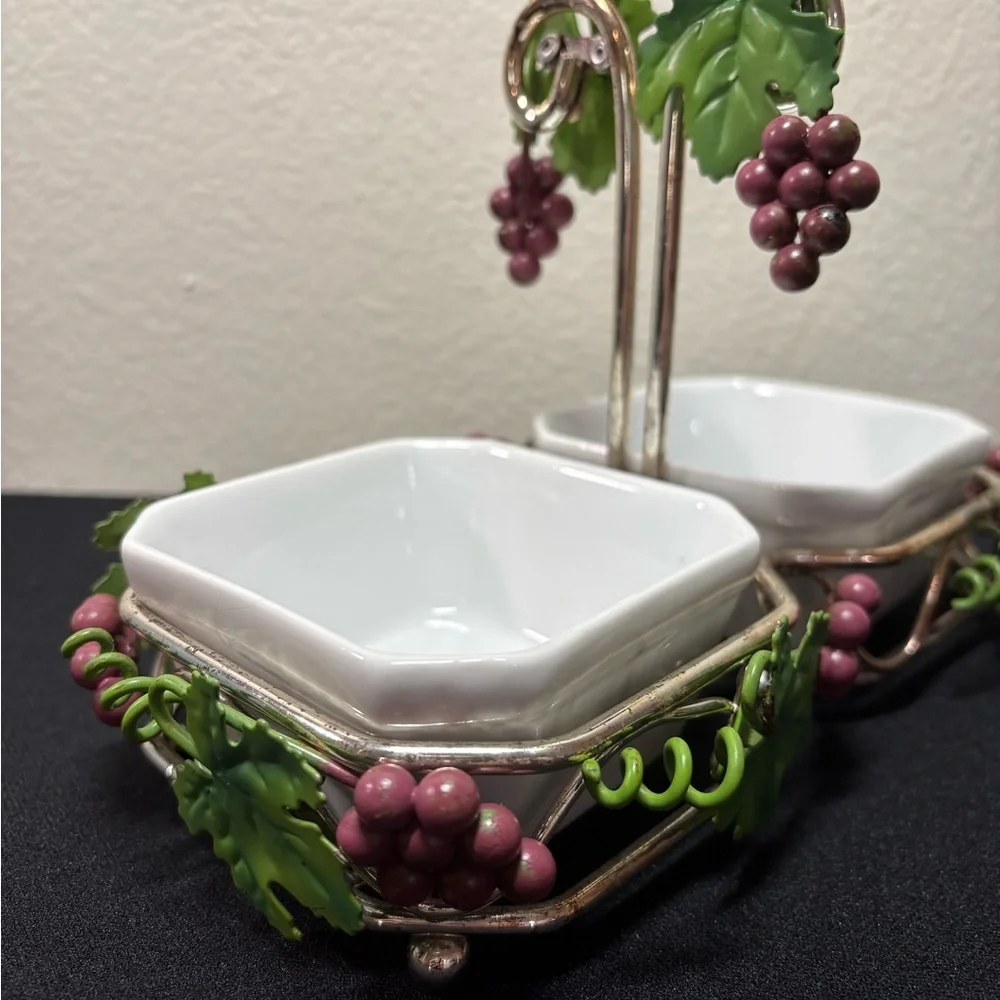 Vintage Mikasa Gem Relish Nuts Olives Caddy Grape Clusters Elegant Serving Set